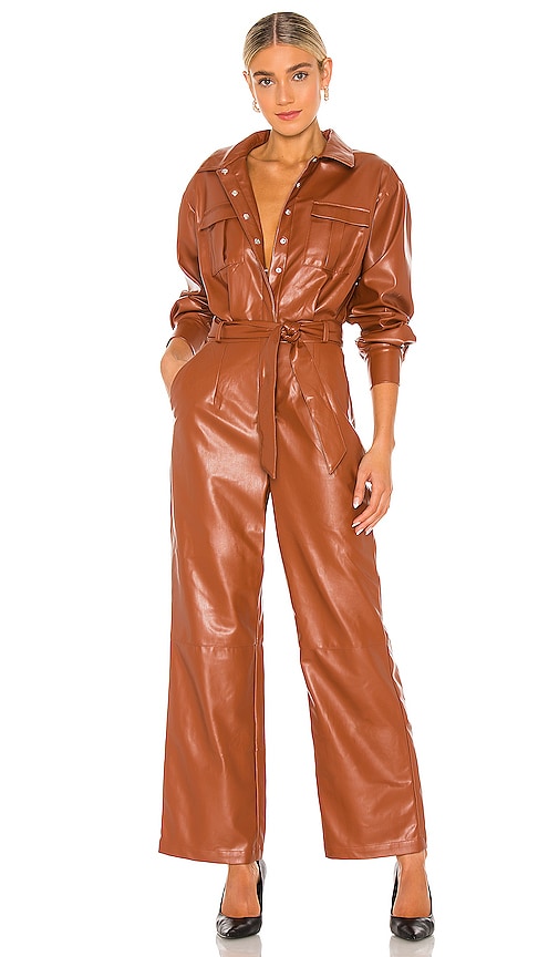 orange leather jumpsuit