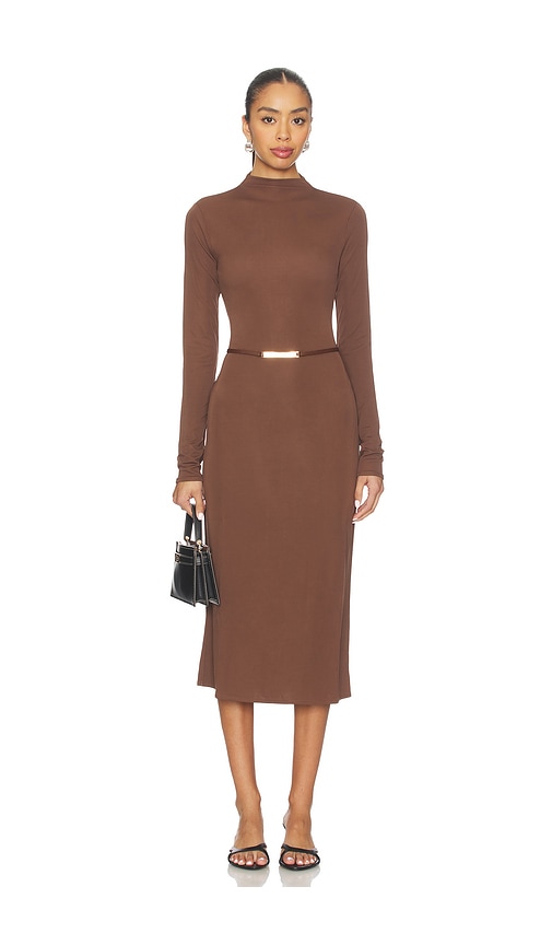 L'academie Lune Midi Dress In Brown