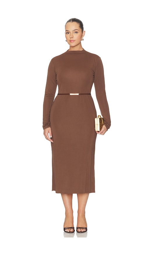 L'academie Lune Midi Dress In Brown
