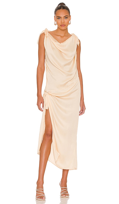 L'Academie Willa Midi Dress in Peach