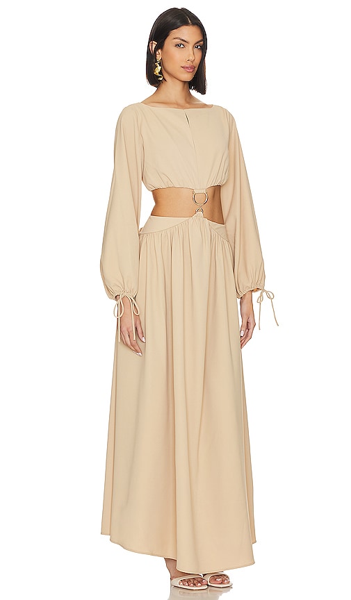Shop L'academie Lalisa Maxi Dress In Taupe