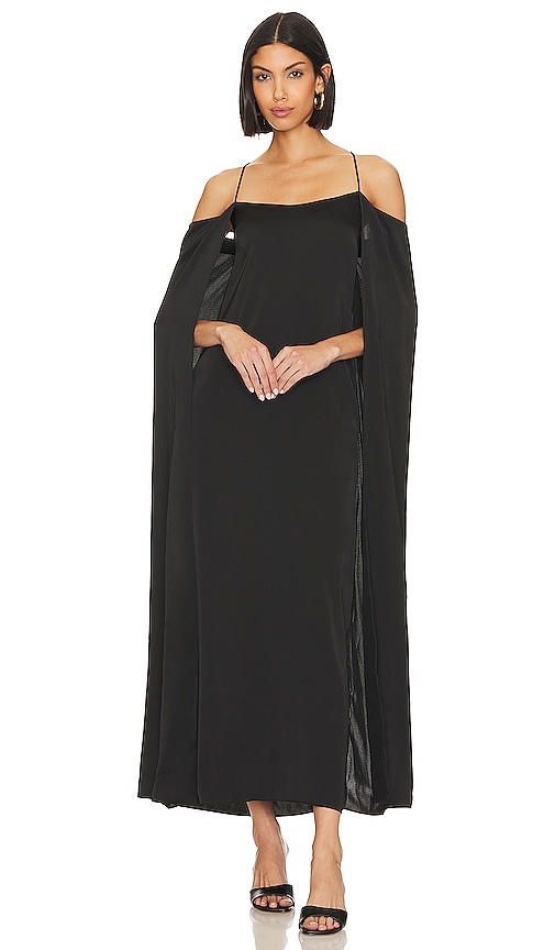 Patbo Feather Trim Maxi Slip Dress Black / 6