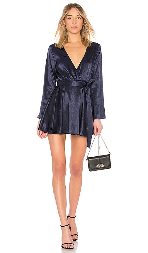 navy wrap mini dress