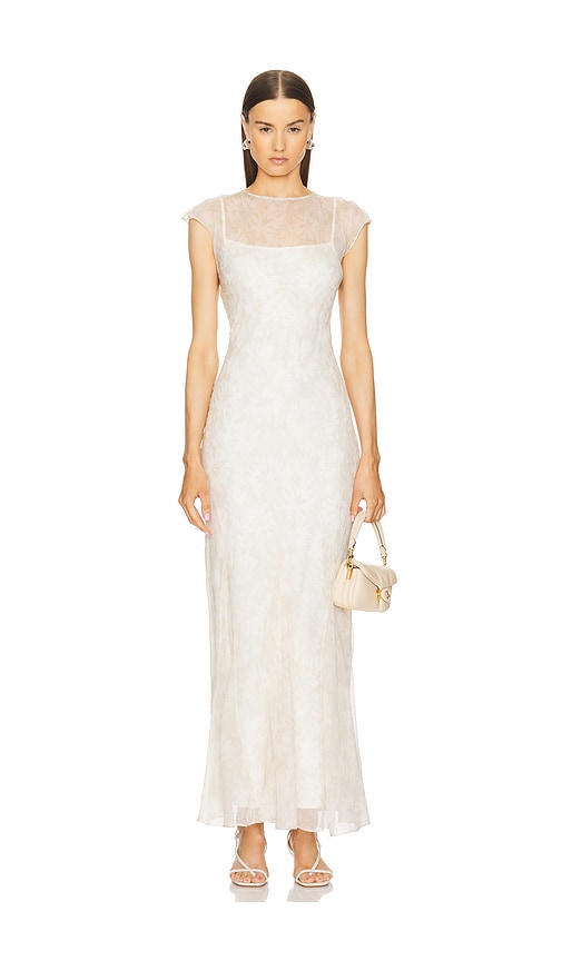 Shop L'academie By Marianna Capucine Silk Maxi Dress In Neutral