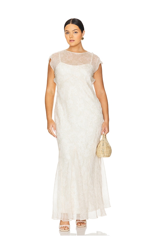 Shop L'academie By Marianna Capucine Silk Maxi Dress In Neutral