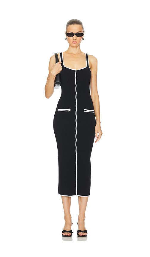 Shop L'academie By Marianna Havilah Midi Dress In Black & White