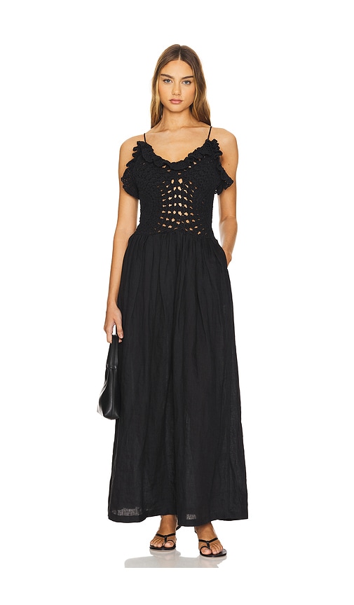 Shop L'academie By Marianna Sylvie Crochet Maxi Dress In 黑色