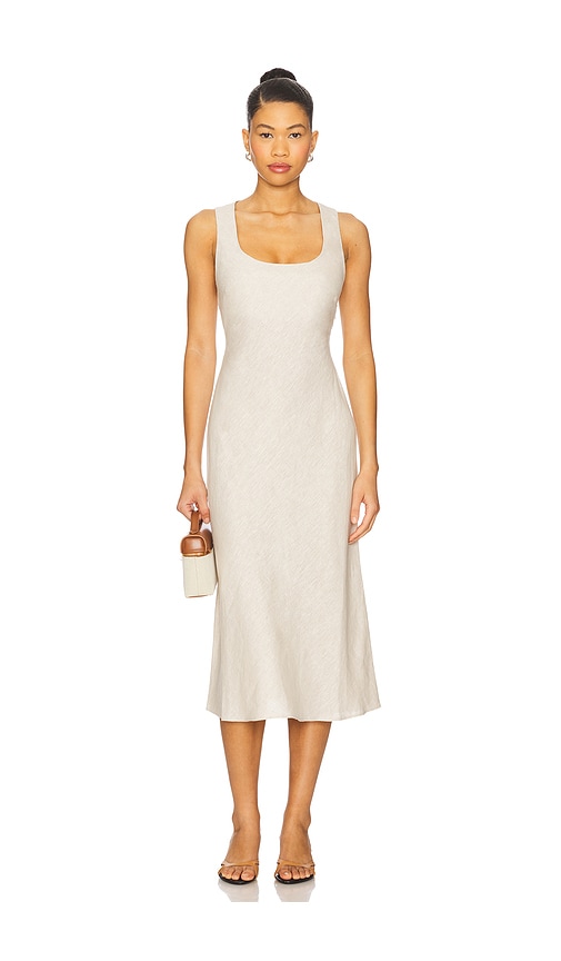 L'academie By Marianna Eula Linen Midi Dress In White