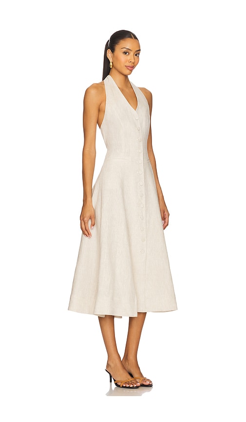 L'academie By Marianna Uma Linen Midi Dress In Neutral