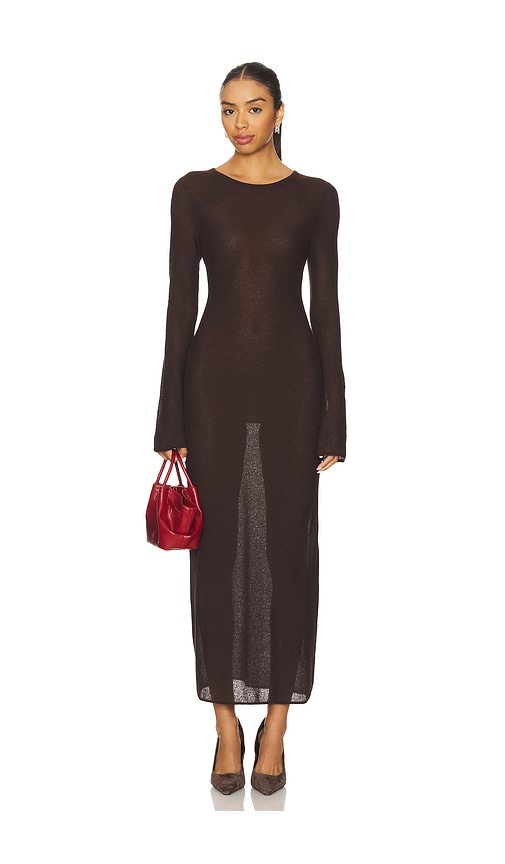 L'academie By Marianna Delmer Midi Dress In Brown