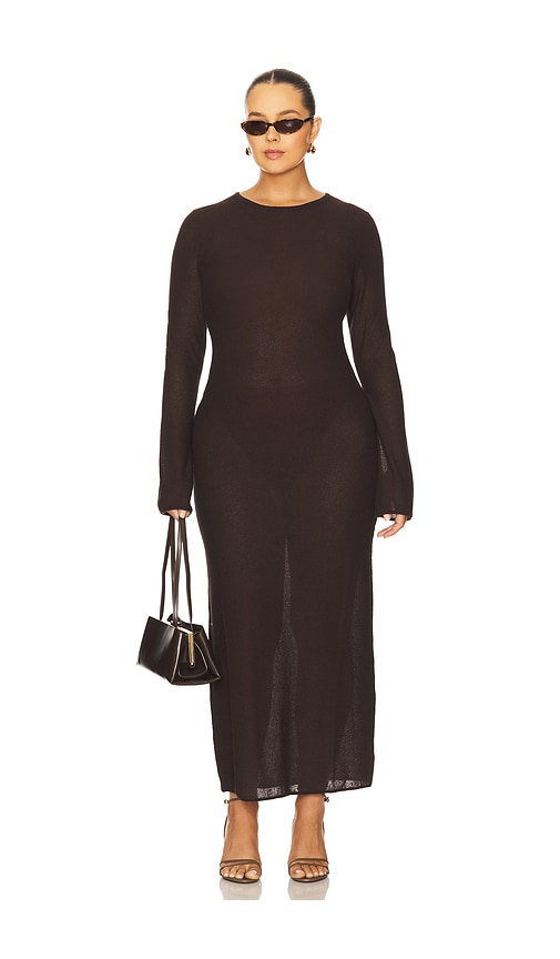 L'academie By Marianna Delmer Midi Dress In Brown