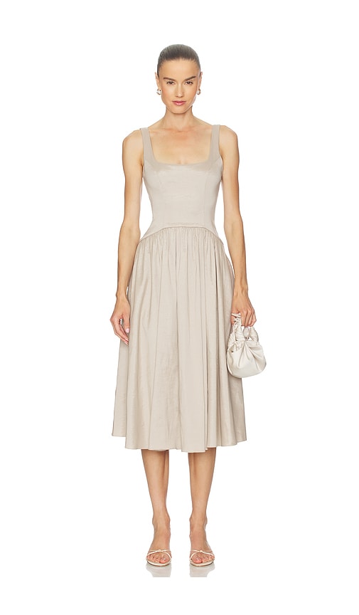 L'academie By Marianna Maricel Midi Dress In Neutral