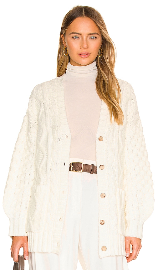 L'Academie Amare Cable Cardigan in Ivory | REVOLVE