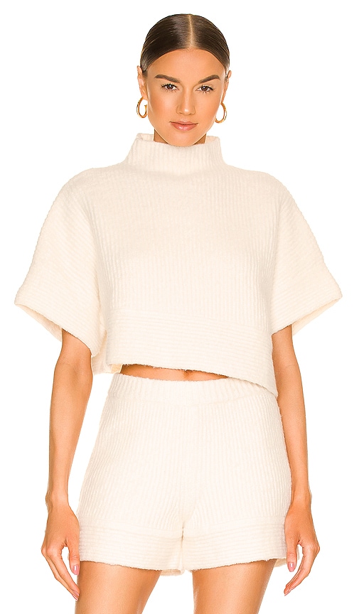 L'Academie Aurela Mock Neck Pullover in White