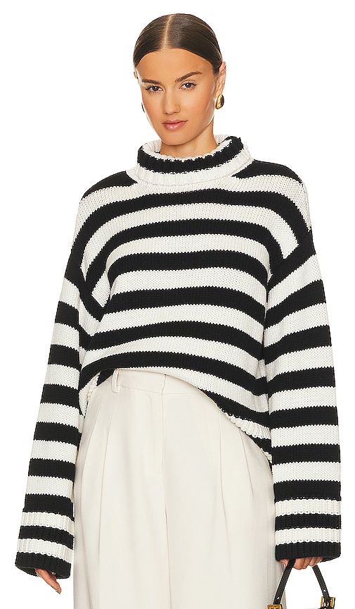 L'Academie Stellan Striped Sweater in Black And White