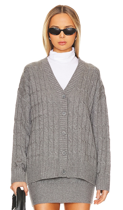 L'academie Daiva Cable Cardigan In Charcoal