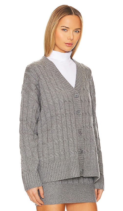 Shop L'academie Daiva Cable Cardigan In Charcoal