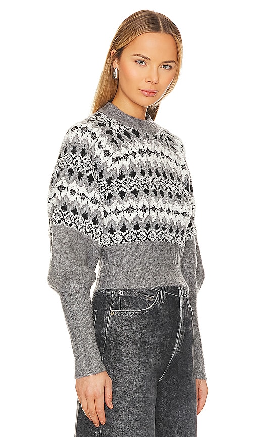 Shop L'academie Niara Fairisle Sweater In Heather Grey Multi