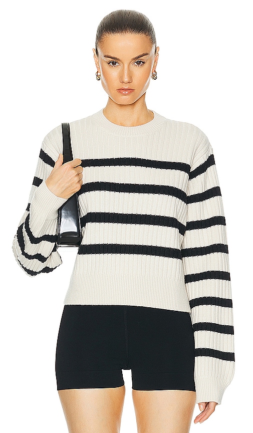 Shop L'academie By Marianna Brial Striped Sweater In 奶油色 & 黑色