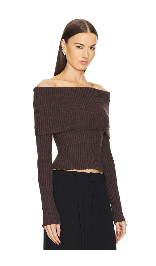  L'academie Schulterfreier Sweater Namir In Chocolate. Größe S. Also In Xs, L. 