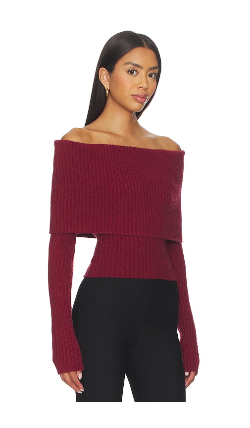 L'academie By Marianna Namir Off Shoulder Sweater In Burgundy