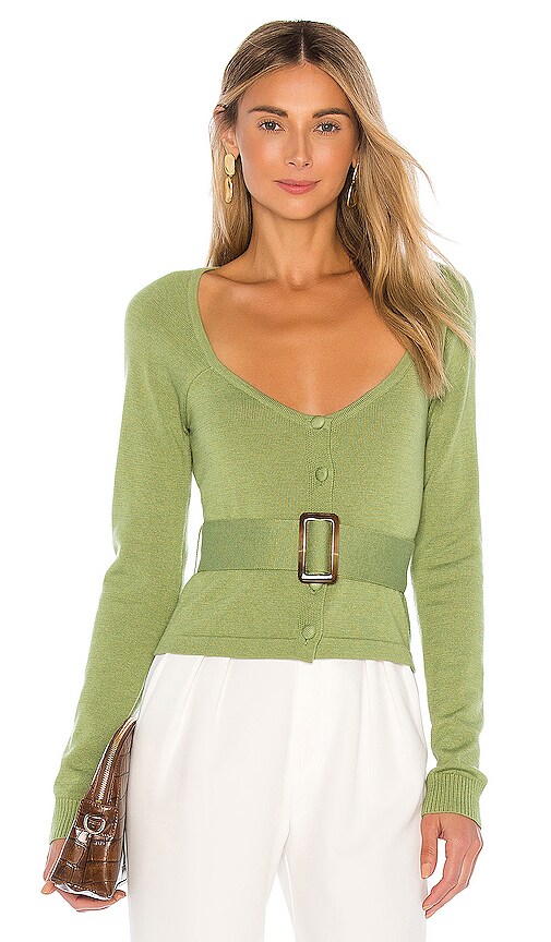 L'Academie Dex Belted Cardigan in Green | REVOLVE