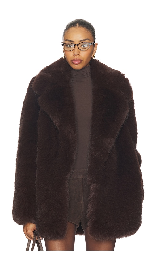 L'academie By Marianna Gamine Faux Fur Jacket In Brown