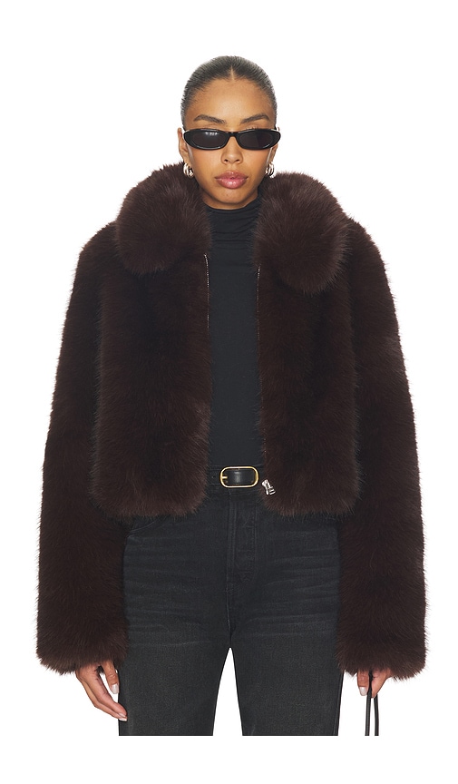 L'academie By Marianna Savoie Faux Fur Jacket In Brown
