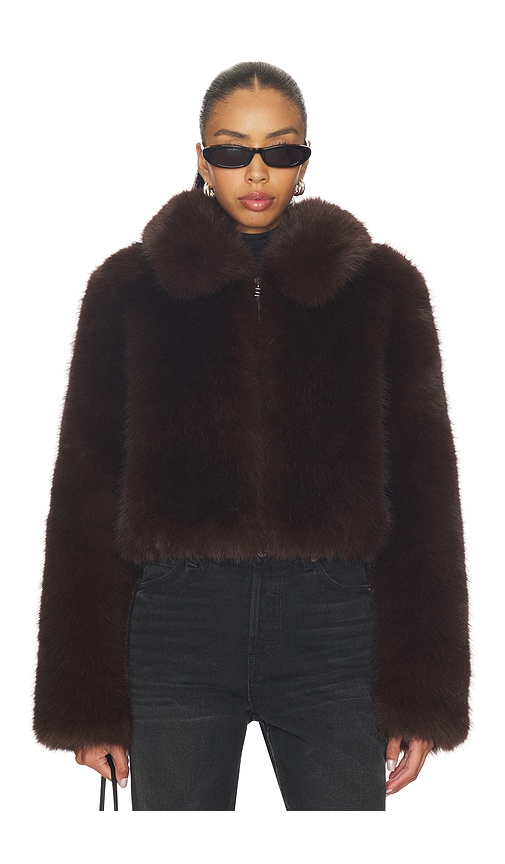L'academie By Marianna Savoie Faux Fur Jacket In Brown