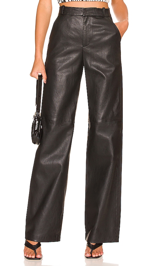 L'academie Reece Leather Trouser In Black
