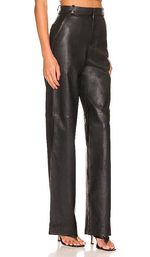 Shop L'academie Reece Leather Pant In Black