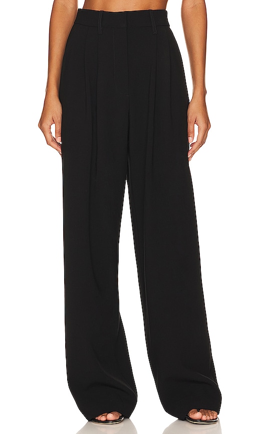 L'academie The High Waist Pleated Trouser In Black