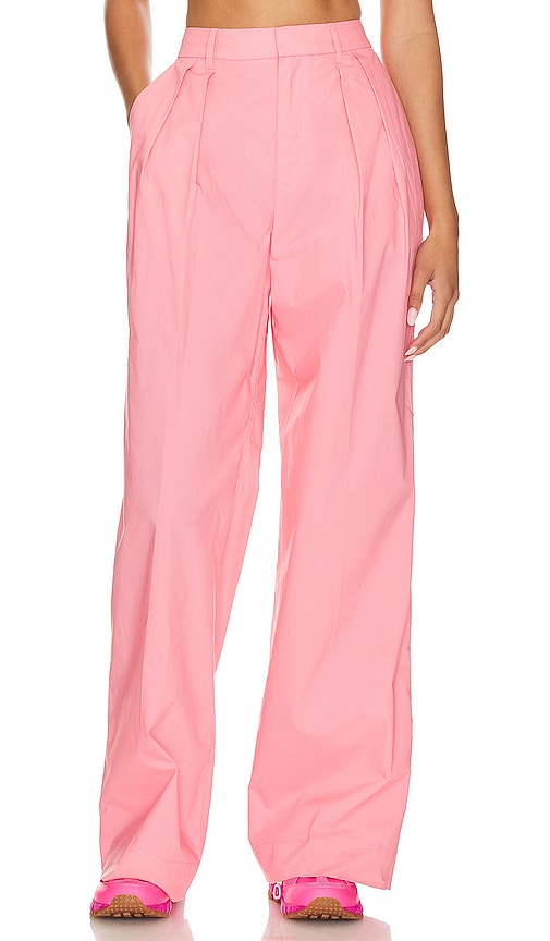 L'Academie Dallion Poplin Pants in Hibiscus Pink