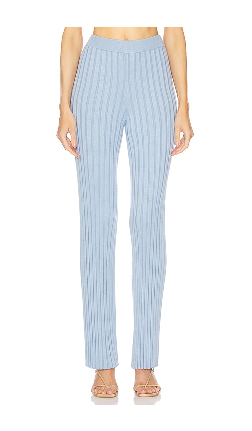 Shop L'academie By Marianna Sereph Rib Pants In 浅灰蓝色