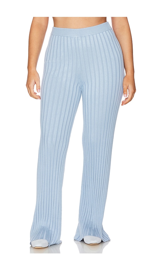 Shop L'academie By Marianna Sereph Rib Pants In 浅灰蓝色