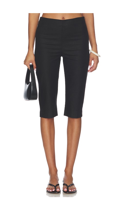L'academie Anaia Linen Capri Pant In Black