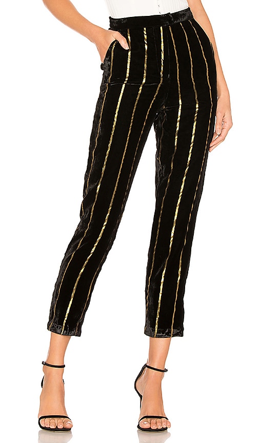 black and gold striped pants