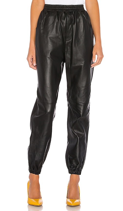 L'Academie Tracey Leather Joggers in Black | REVOLVE