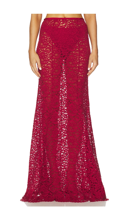 L'academie By Marianna Zelie Maxi Skirt In Burgundy