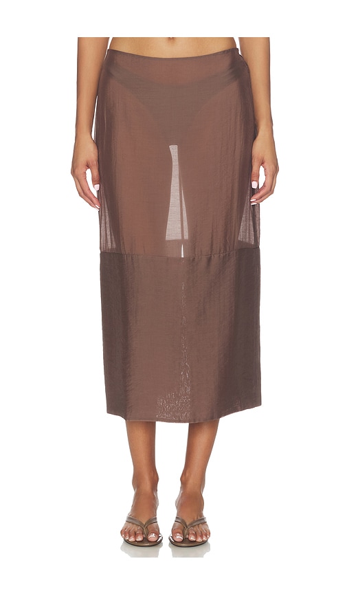 L'Academie Cecille Midi Skirt in Brown. - size L (also in M, S, XL, XS, XXS)