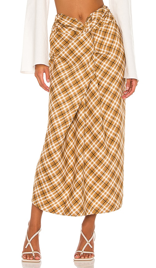 L'Academie The Avril Midi Skirt in Ochre Multi