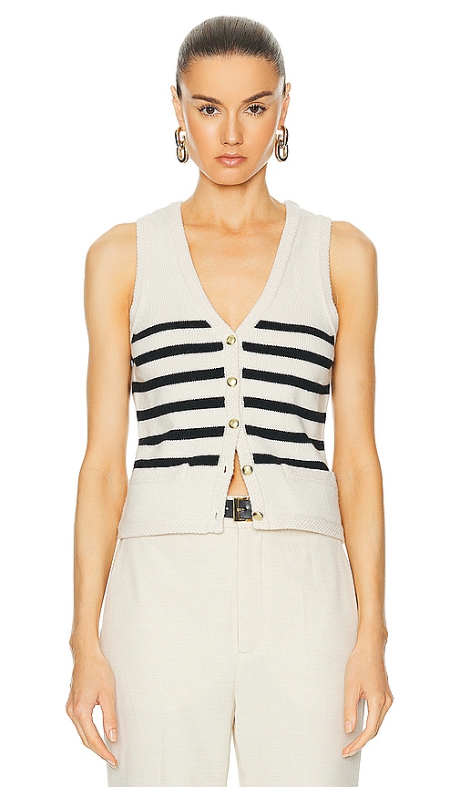 Shop L'academie By Marianna Calanth Striped Vest In 奶油色 & 黑色