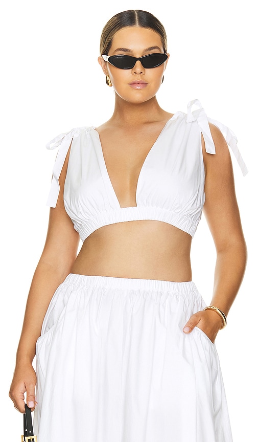 Shop L'academie By Marianna Arman Poplin Crop Top In White