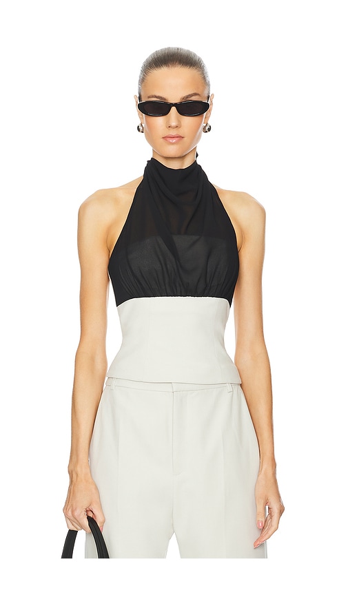L'Academie by Marianna Aurore Halter Top in Sand Beige | REVOLVE