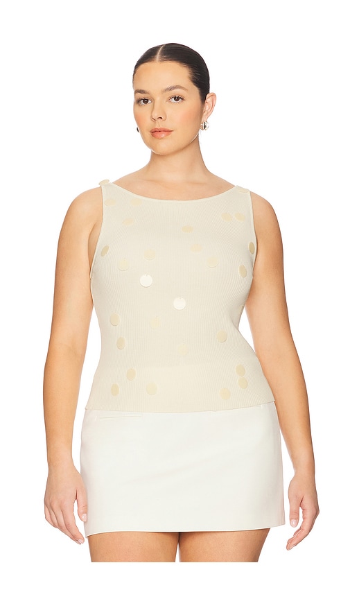 L'academie By Marianna Juliene Matte Paillette Top In Neutral