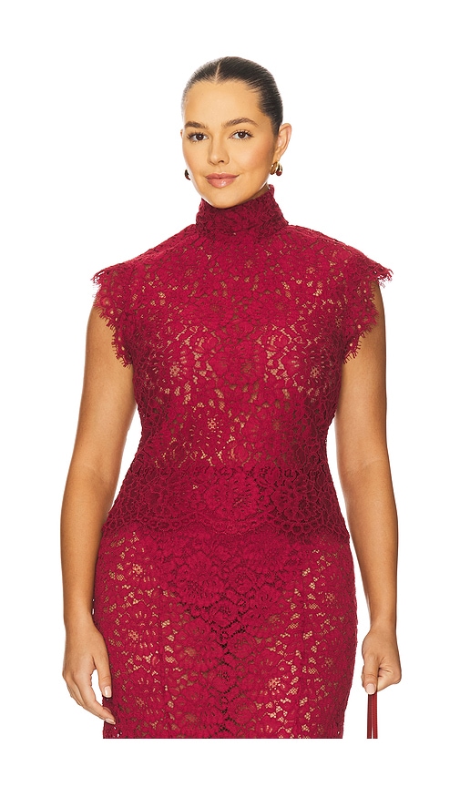 L'academie By Marianna Zelie Top In Burgundy