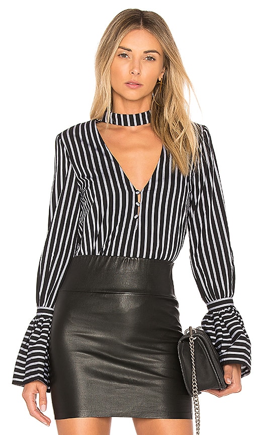 L'Academie The Felix Blouse in Black Striped