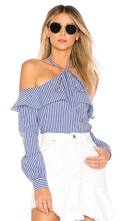 L'Academie Renee Blouse in Sea Stripe | REVOLVE