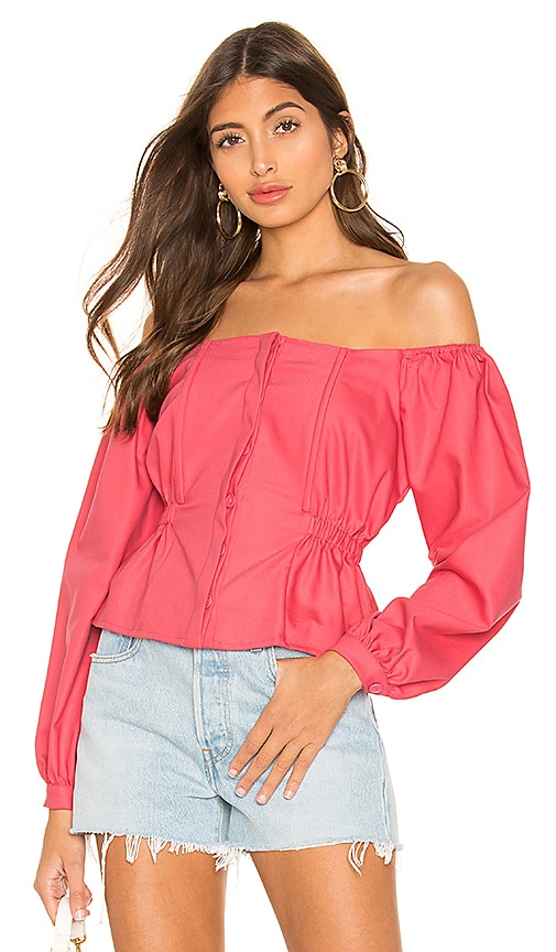 L'Academie The Millie Blouse in Calypso Coral | REVOLVE