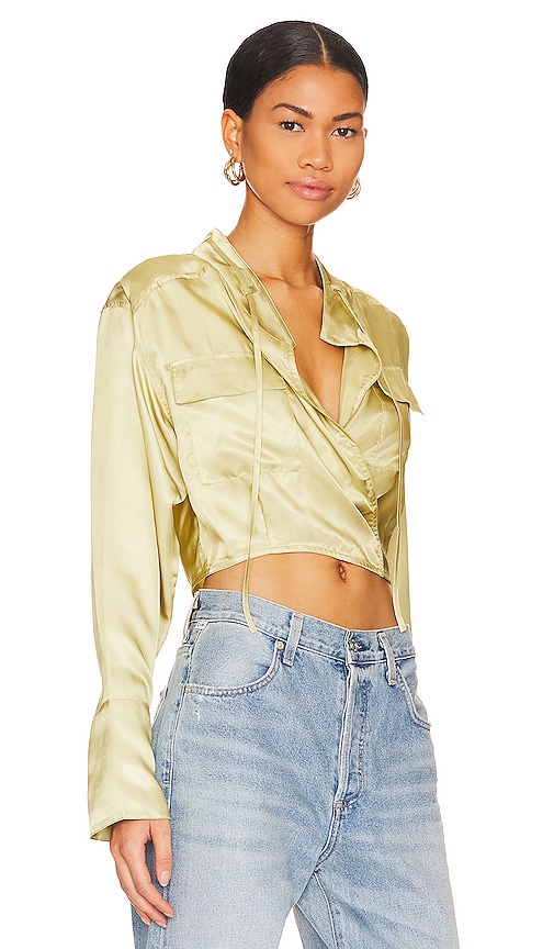 Shop L'academie Taylor Top In Olive Green